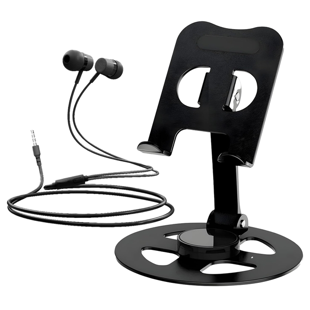 IVON Multifunctional Aluminum Mobile Stand and Tablet Stand with 360° Rotating Base & Ivon Wired in Earphone with Mic,IV - HF - 103 Free