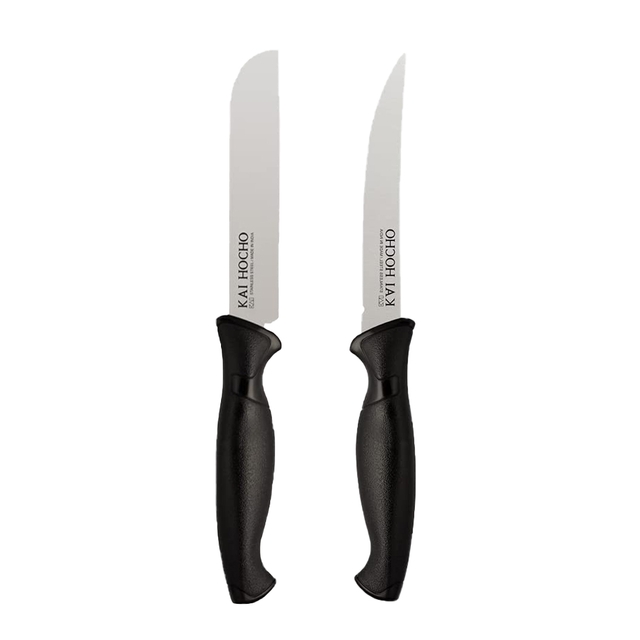Kai Stainless Steel Kitchen and Vegetable Knife Plain and Serrated Blade Set, 2-Piece,