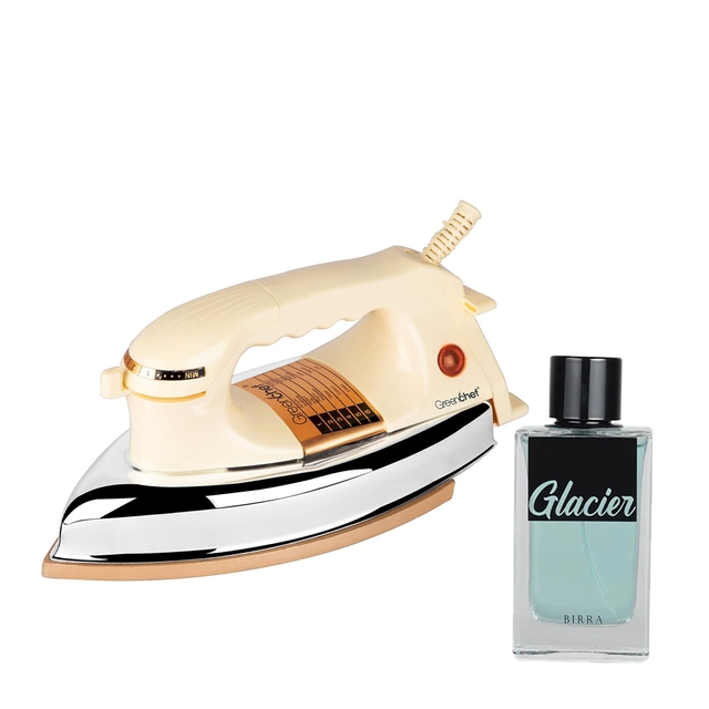 Greenchef D - 907 Quick Heating 1000 W Dry Iron  (Yellow) with Birra Fragrance Glacier Edp Perfume 80ML Combo pack