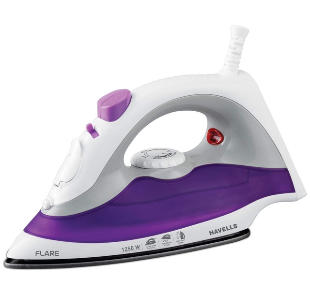 HAVELLS Flare 1250 W Steam Iron with Teflon Coated Sole Plate,(Purple)