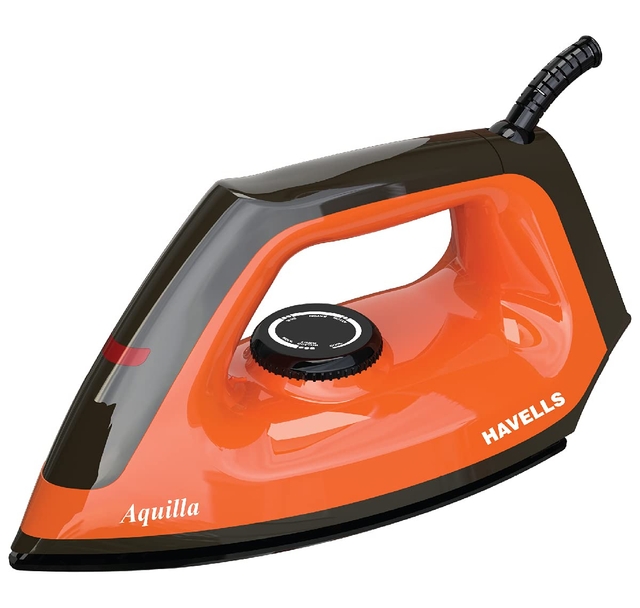 Havells PLASTIC Aquilla 1000 Watt Dry Iron With American Heritage Non Stick (Amber), 1000 Watts