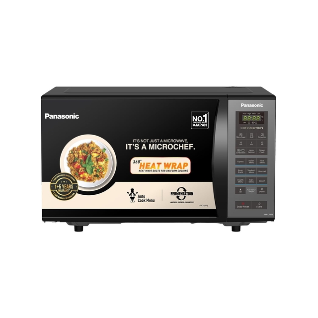 Panasonic 23 L Convection Microwave Oven(NN-CT353BFDG,Black Mirror, 360° Heat Wrap, stainless steel cavity, Magic Grill)