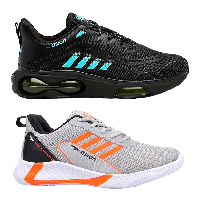 ASIAN Men's Bouncer-01 Sports, Walking, Gym, Training, Running Shoes- Orange & ASIAN Men's Superkick-Lace-Up Running,Walking Shoes