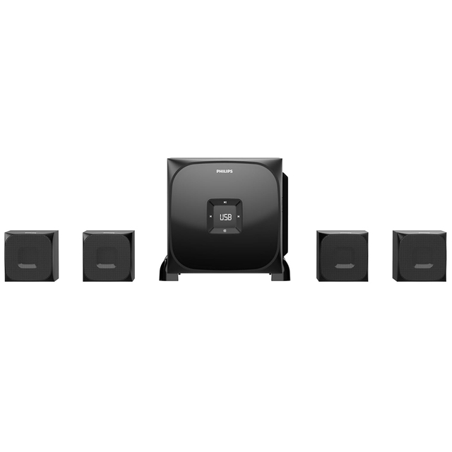 Philips Audio SPA8170B 4.1Ch 100W Bluetooth Multimedia Speaker with Rich Bass, Multi-Connectivity Option with Supporting USB, Optical, Aux-in for Easy Connection (Black)