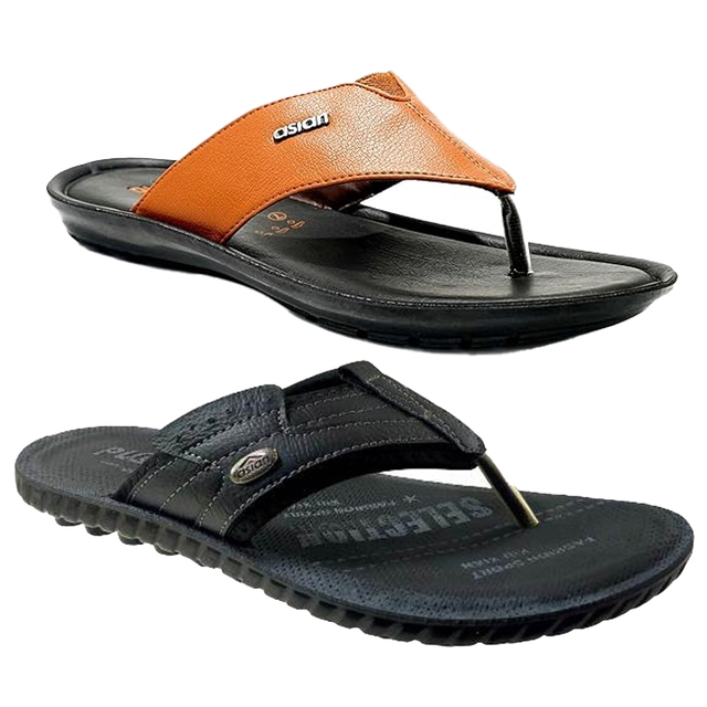 ASIAN Men's Combo Casual Walking Daily Used & Slipper With Lightweight Design Chappals For Men's & Boy's,