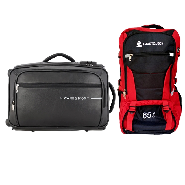 Lavie Sport Trolley Bag with SmartQuick trekking and Multi purpouse Backpack