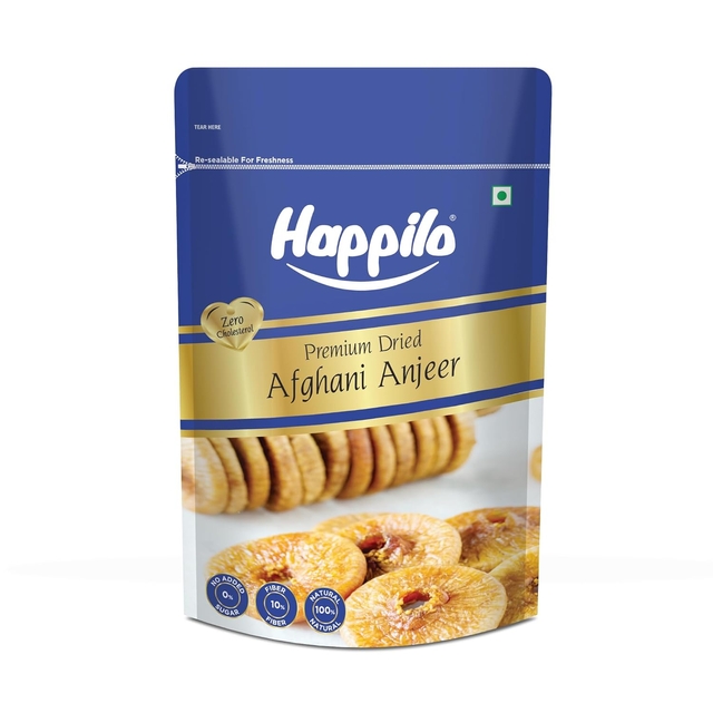 Happilo Premium Dried Afghani Anjeer 200 g Pack | Dried Figs Ajnir | Rich source of Fibre Calcium & Iron | Low in calories and Fat Free | Non-GMO Dried Figs