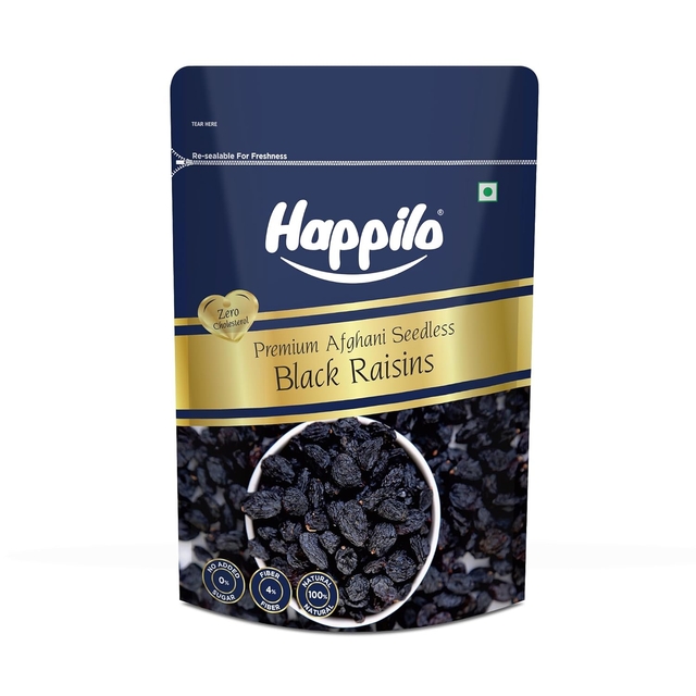 Happilo Premium Afghani Seedless Black Raisins 250 g | Kali Kishmish | Munakka Dry Fruits | Delicious & Healthy Snack