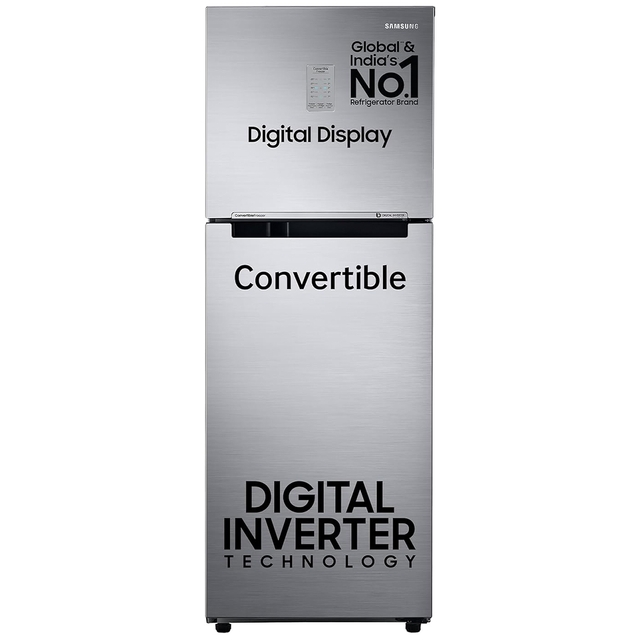 Samsung 236 L, 3 Star, Convertible, Digital Inverter with Display Frost Free Double Door Refrigerator (RT28C3733S8/HL, Silver, Elegant Inox, 2024 Model)