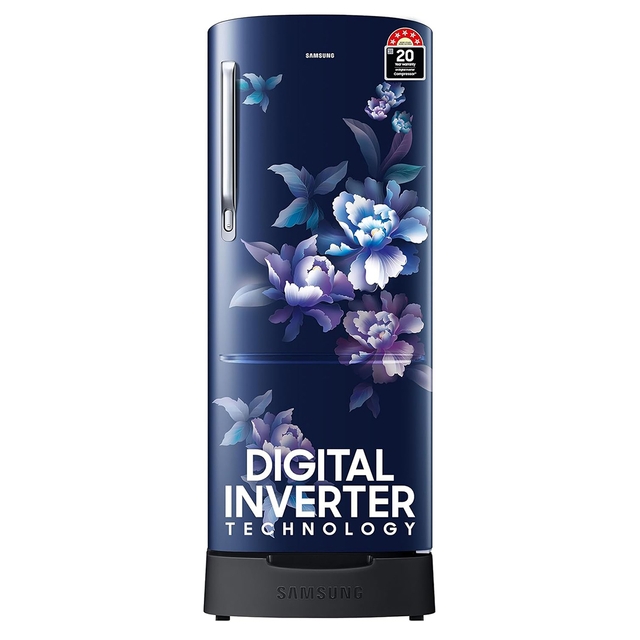 Samsung 183 L, 5 Star, Digital Inverter, Direct-Cool Single Door Refrigerator (RR20D2825HV/NL, Himalaya Poppy Blue, Base Stand Drawer, 2024 Model)