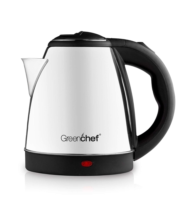 GREENCHEF Automatic Stainless Steel Electric Kettle (Silver Black,1.5L),600 Watts,1.5 Liter