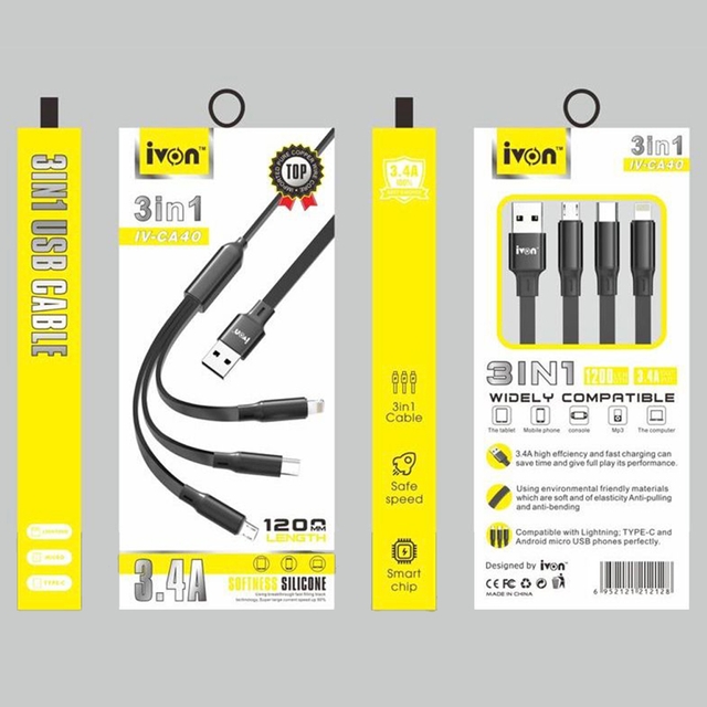 Ivon 3in1 Charging Power Cable(CA- 10)