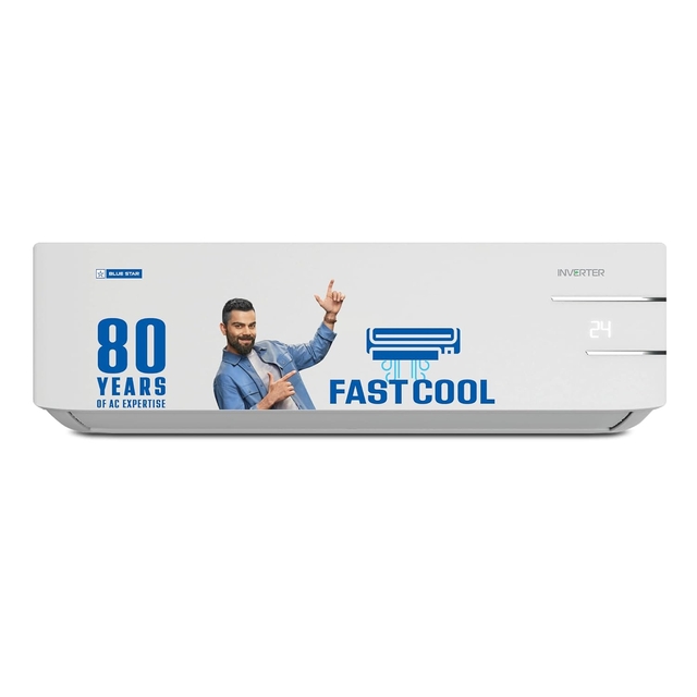 Blue Star 1.5 Ton 3 Star, 60 Months Warranty, Inverter Split AC (Copper, 5 in 1 Convertible, Turbo Cool, Energy Saver, Blue Fins, ID318YKU, White)