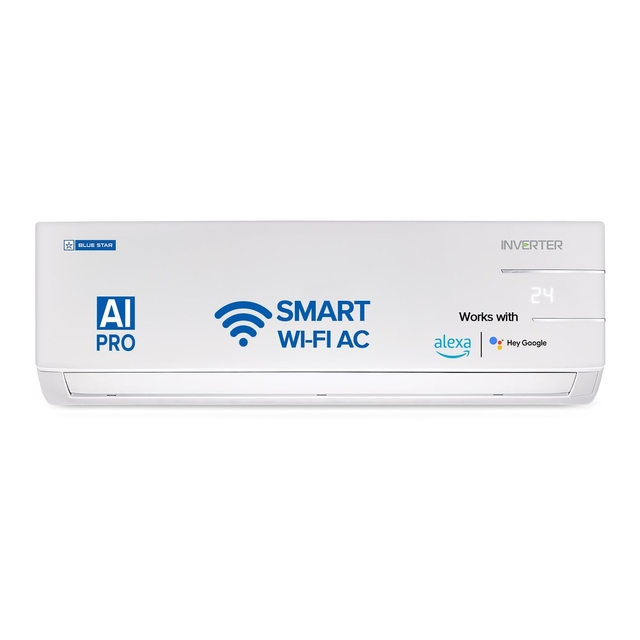 Blue Star 1.5 Ton 3 Star, 60 Months Warranty, Wi-Fi Smart Inverter Split AC (Copper, 5 in 1 Convertible Cooling, 4-Way Swing, Turbo Cool, Voice Command, IC318YNUS, White)