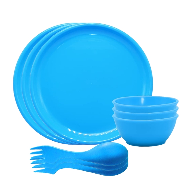Unbreakable Plates with Spoons ,Bowl ,& - 100% Food Grade Plate for (Set of 9pc)