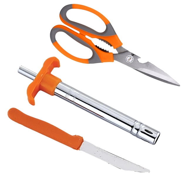 N - Duraa Kichen Gas Lighter With N-Duraa Kitchen Scissors (Pack of 3 Pcs)