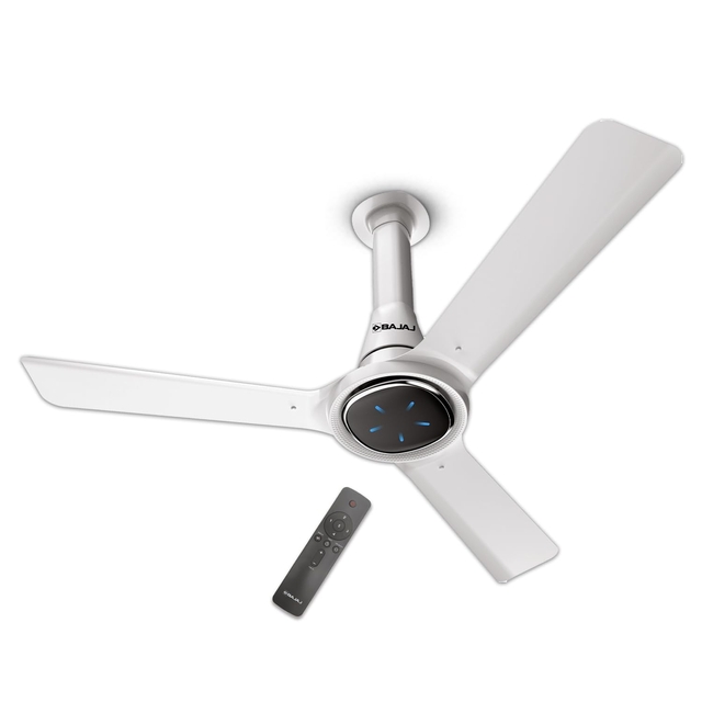 Bajaj Eurostos 1200 MM 5 Star Rated BLDC Ceiling Fans For Home | BEE Stars Rated Energy Efficient Ceiling Fan | Remote Controlled | Soothing Colour Indication 【White】