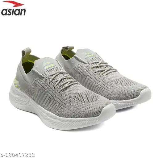 ASIAN Men's HATTRICK-19 Grey Sports Running Walking & Gym LIghtWeight Stylish Shoes for Boys & Men