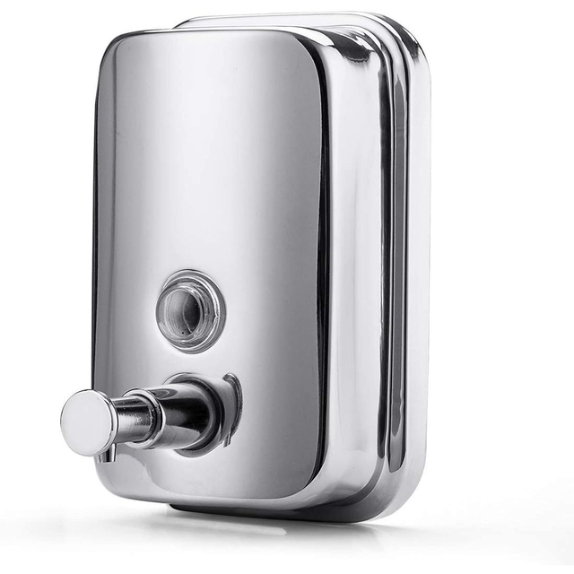 Wall Mounted Stainless Steel Liquid Soap Shampoo Sanitizer Handwash Lotion Gel Conditioner Dispenser with Brass Made Pump for Bathroom Kitchen Chrome Plated (800 Ml)