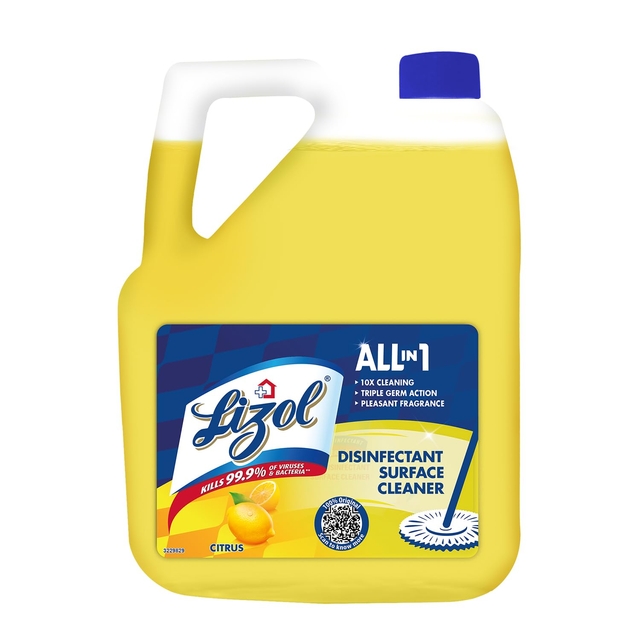 Lizol 5 Litre - Citrus, Disinfectant Surface & Floor Cleaner Liquid | Suitable for All Floor Cleaner Mops | Kills 99.9% Germs| India's #1 Floor Cleaner