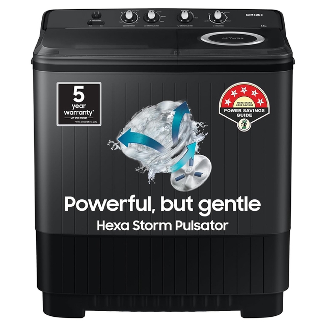 Samsung 9.5 Kg, 5 Star, Top Load Semi-Automatic Washing Machine (WT95A4260GD/TL, Air Turbo Drying, Dark Gray)