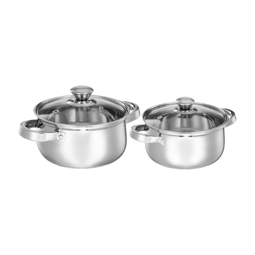 SQ Exclusive Set of 2 Stainless Steel Cook and Serve Set | Glass Lid | Dishwasher-Safe,1000 ml each