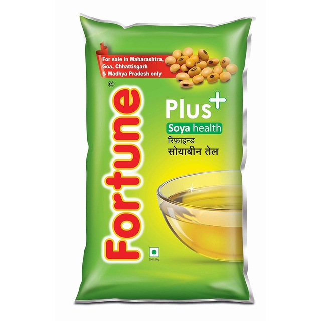 Fortune Plus Soyabean Oil, 1l PACKAGE MAY WARY BASED ON MARKET CHANGES