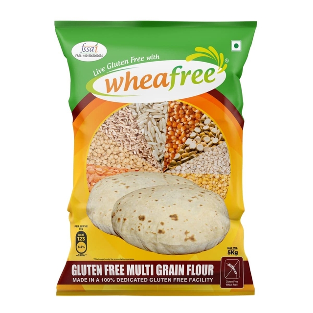 Wheafree Gluten Free Multigrain Flour (5Kg) | Soya Free | Lactose Free | Easy to Digest | Suitable for Celiacs