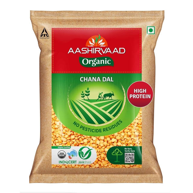 Aashirvaad Organic Chana Dal, 1 Kg, 100% Organic Chana Dal, Rich in Protein
