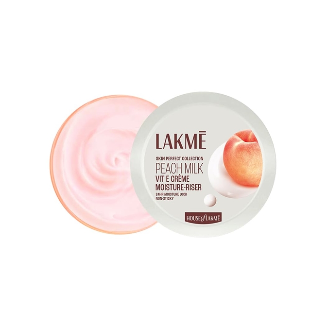Lakme Peach Milk Soft Crème Moisturizer for Face 100 g|| Daily Lightweight Whipped Cream with Vitamin E for Soft|| Glowing Skin - Non Oily 24h Moisture.