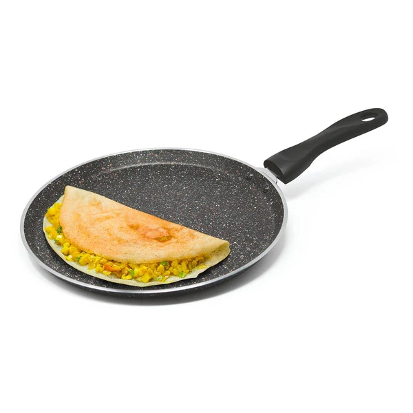 Signoraware Non Stick Tawa, 28 cm Diameter, Induction and Gas Oven Friendly, Riveted Cool Touch Handle, Granite Finish,