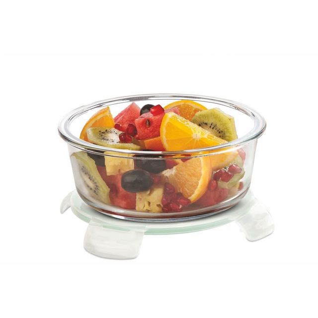 SignoraWare Lock 'N' Store High Microwave Oven Borosilicate Safe Glass Container with Air Tight Lid | Multipurpose Jar Box (620ml, Transparent, Food Grade)