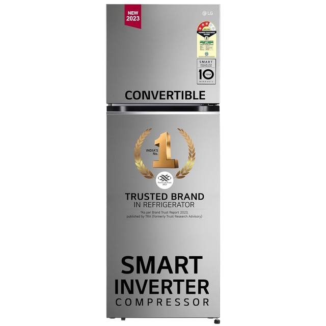 LG 322 L 3 Star Frost-Free Smart Inverter Double Door Refrigerator (2023 Model, GL-S342SPZX, Shiny Steel, Convertible with Express Freeze)