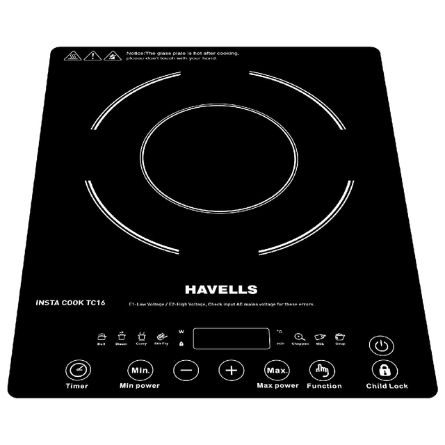 Havells Insta Cook Tc 16 Energy Efficent Induction (Black), 1600Watt, with 7 Cooking