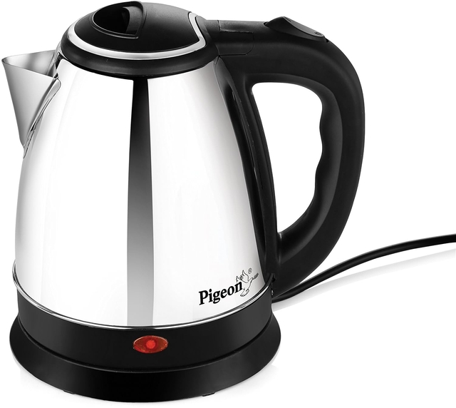 Pigeon by Stovekraft Shiny Steel 1.5-Litre Electric Kettle (Black)