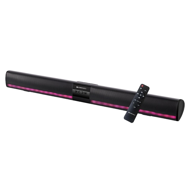 Zebronics Ace Plus Wireless Soundbar with 30W Output, Dual Passive Radiator, RGB Lights,Built-in Rechargeable Battery,