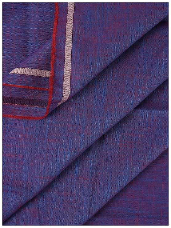 Raymond Men's Cotton Big Pana Self Design Pattern 1.6 m Unstitched Shirt Fabric (Blue and Red, Free Size)