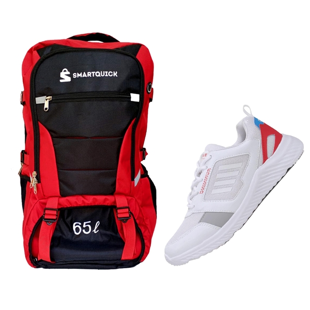 SmartQuick Premium 65 litres, hiking trekking and Multi purpouse Backpack BUY GET  ASIAN Blade-13 Running Shoes Free