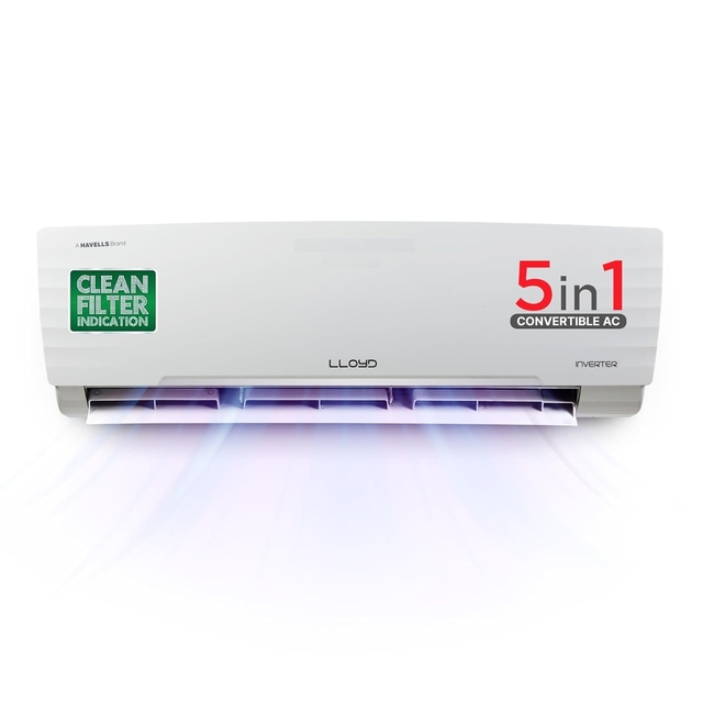 Lloyd 1.5 Ton 3 Star Inverter Split AC (5 in 1 Convertible, Copper, Anti-Viral + PM 2.5 Filter,White with Chrome Deco Strip, GLS18I3FWAGC)