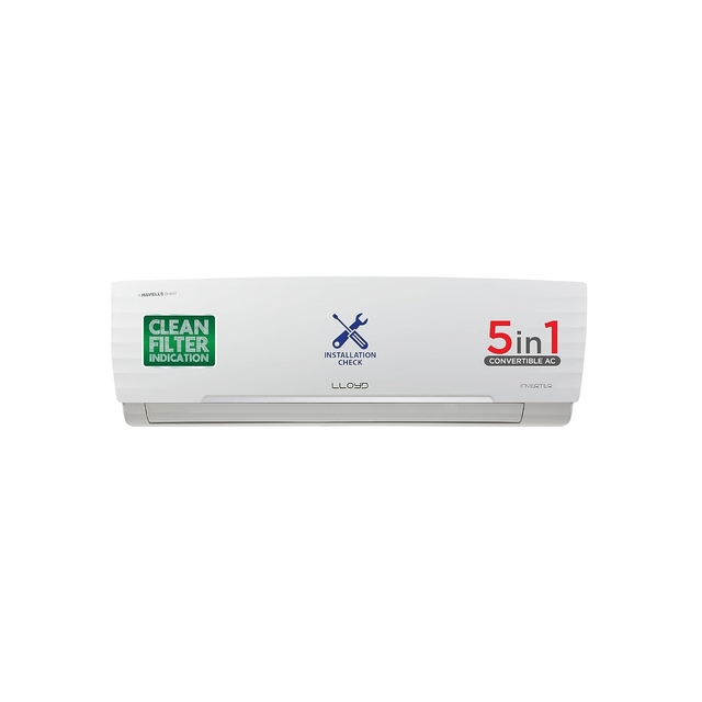 Lloyd 1.0 Ton 3 Star Inverter Split AC (5 in 1 Convertible, Copper, Anti-Viral + PM 2.5 Filter, White with Chrome Deco Strip, GLS12I3FWAEV/WAEA)