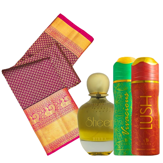 Saree for Women & Birra Pack of 3 [1 Perfume & 2 Body Spray]