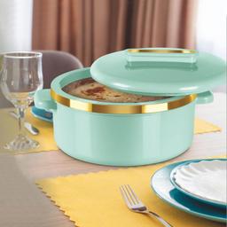 MILTON Curve 2500 Inner Stainless Steel Casserole, 2.15 litres, Light Green | BPA Free | Food Grade | Easy to Carry | Easy to Store | Chapati | Roti | Curd Maker