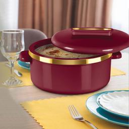 MILTON Curve 1500 Inner Stainless Steel Casserole, 1300 ml, Maroon | BPA Free | Food Grade | Easy to Carry | Easy to Store | Chapati | Roti | Curd Maker