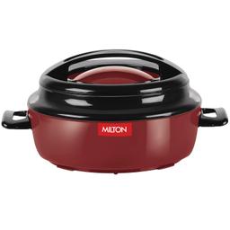 MILTON Ernesto Inner Stainless Steel Casserole Set of 3 (420 ml, 850 ml, 1.43 litres), Red | Easy to Carry | Serving | Stackable | Microwave Safe
