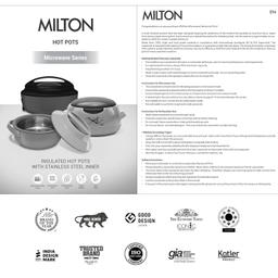 MILTON Ernesto Inner Stainless Steel Jr. Casserole Set of 3 (420 ml, 850 ml, 1.43 litres), Grey | Easy to Carry | Serving | Stackable
