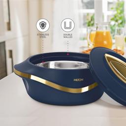 MILTON Pearl Inner Stainless Steel Jr. Casserole Set of 3 (455 ml, 860 ml, 1270 ml), Blue