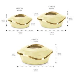 MILTON Pearl Inner Stainless Steel Jr. Casserole Set of 3 (455 ml, 860 ml, 1270 ml), Ivory