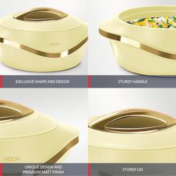 MILTON Pearl Inner Stainless Steel Jr. Casserole Set of 3 (455 ml, 860 ml, 1270 ml), Ivory