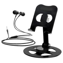 IVON Multifunctional Aluminum Mobile Stand and Tablet Stand with 360° Rotating Base & Ivon Wired in Earphone with Mic,IV - HF - 103 Free