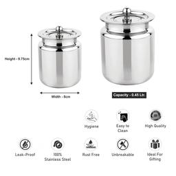 Stainless Steel Ghee Pot, Oil Pot, Ghee Storage Container, With Steel Lid, Capacity 450 ml